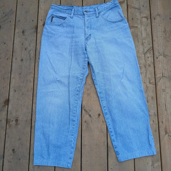 Vintage Armani Jeans Light Wash High Waisted Denim Tapered Leg Jeans Size 38 - Picture 1 of 15